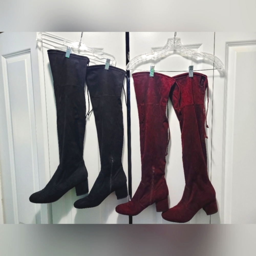 Set of 2 Faux Leather Knee High Boots - size 9.5